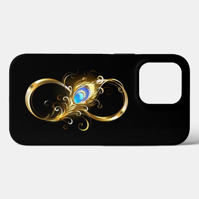 Unendlichkeit mit Golden Peacock Feather Case-Mate iPhone Hülle (Rückseite (Horizontal))