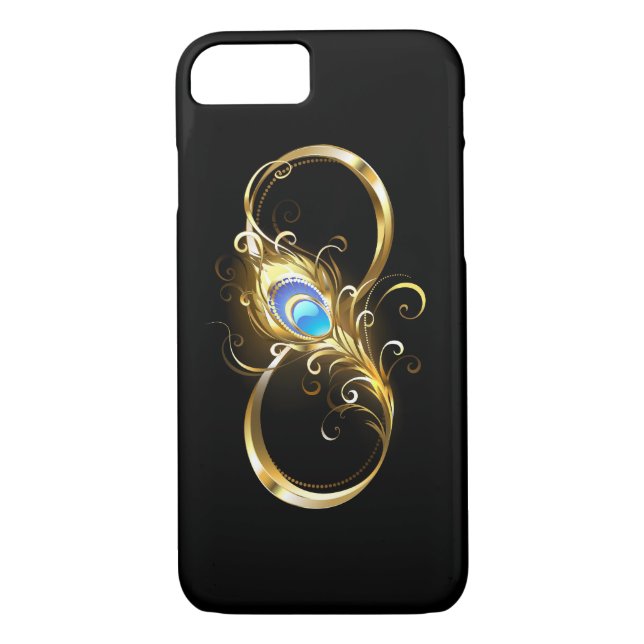 Unendlichkeit mit Golden Peacock Feather Case-Mate iPhone Hülle (Rückseite)
