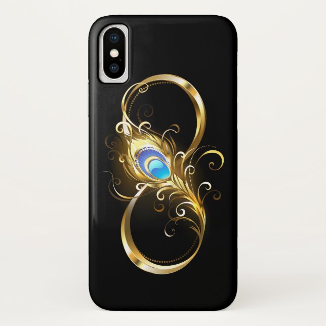 Unendlichkeit mit Golden Peacock Feather Case-Mate iPhone Hülle (Rückseite)