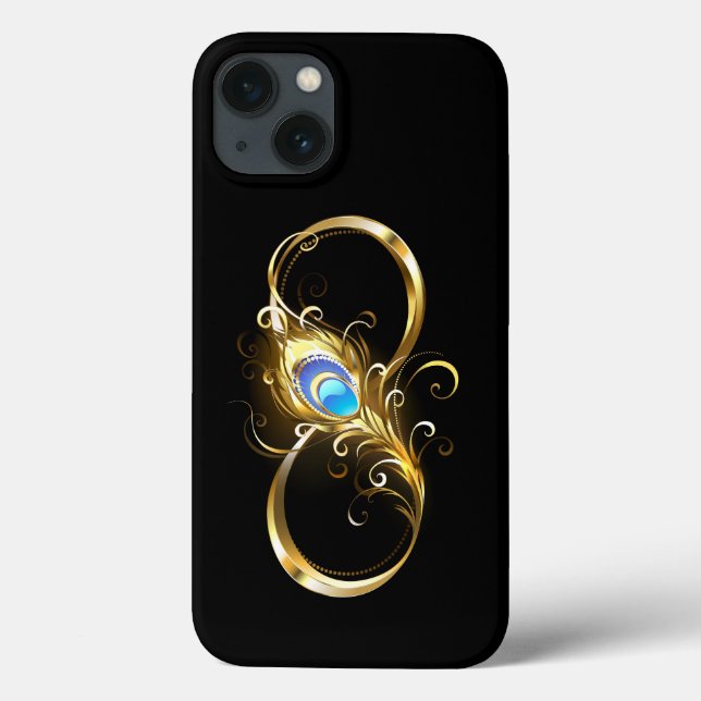 Unendlichkeit mit Golden Peacock Feather Case-Mate iPhone Hülle (Rückseite)