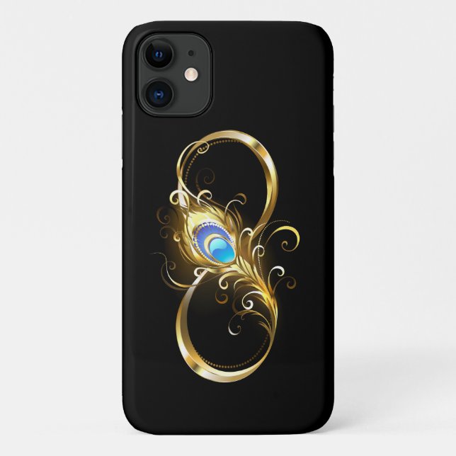Unendlichkeit mit Golden Peacock Feather Case-Mate iPhone Hülle (Rückseite)