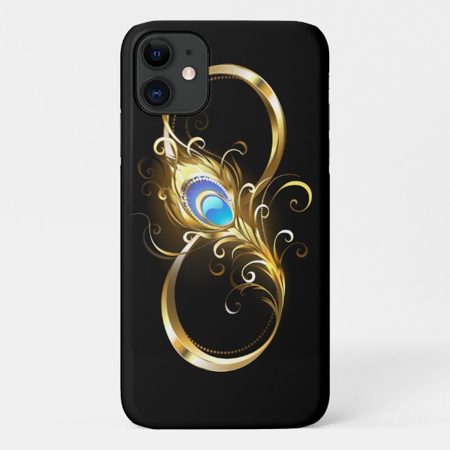 Unendlichkeit mit Golden Peacock Feather Case-Mate iPhone Hülle (Rückseite)