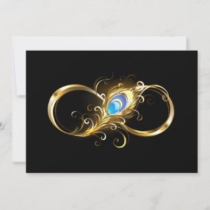Unendlichkeit mit Golden Peacock Feather Dankeskarte