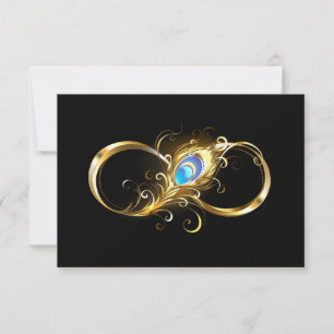 Unendlichkeit mit Golden Peacock Feather Dankeskarte