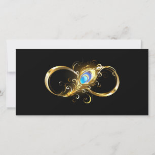 Unendlichkeit mit Golden Peacock Feather Dankeskarte