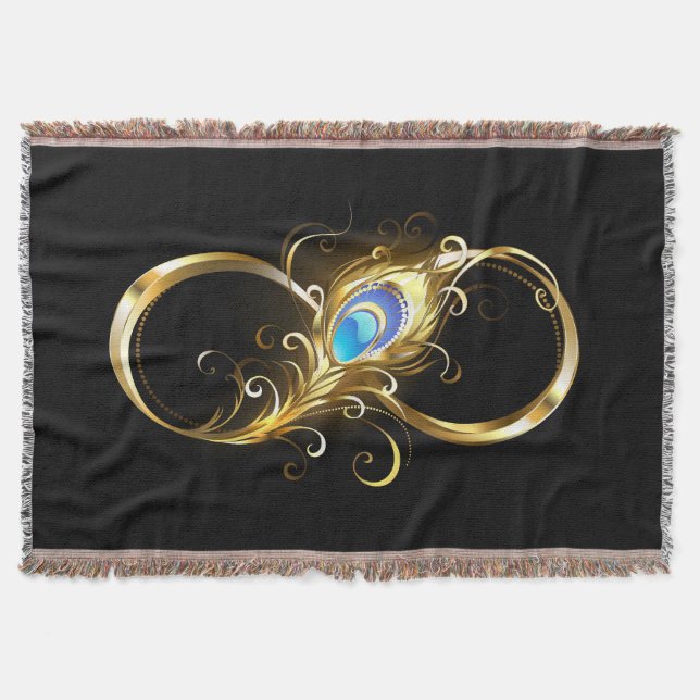 Unendlichkeit mit Golden Peacock Feather Decke (Vorderseite)