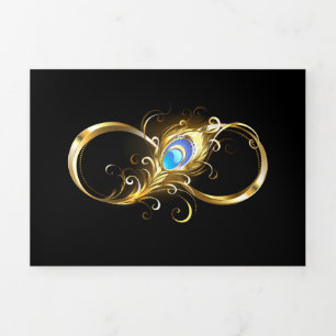 Unendlichkeit mit Golden Peacock Feather Dreifach Gefaltete Urlaubskarte