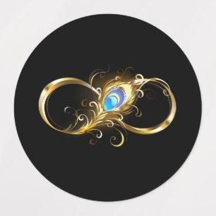 Unendlichkeit mit Golden Peacock Feather Etiketten