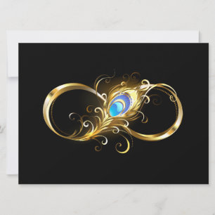 Unendlichkeit mit Golden Peacock Feather Feiertagskarte