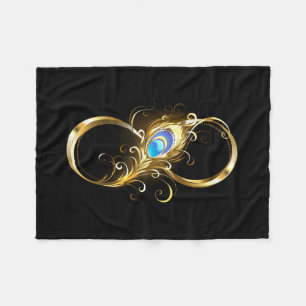Unendlichkeit mit Golden Peacock Feather Fleecedecke