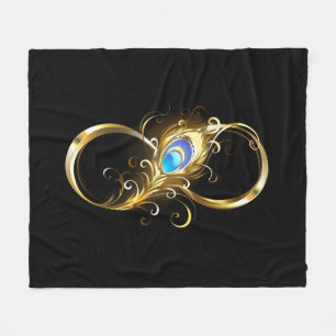 Unendlichkeit mit Golden Peacock Feather Fleecedecke