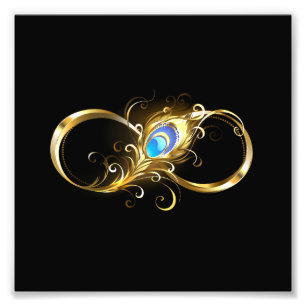 Unendlichkeit mit Golden Peacock Feather Fotodruck