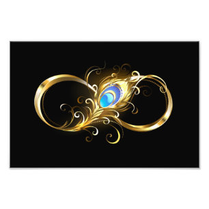 Unendlichkeit mit Golden Peacock Feather Fotodruck
