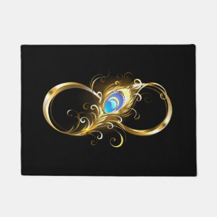 Unendlichkeit mit Golden Peacock Feather Fußmatte