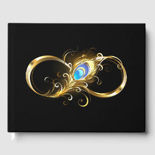 Unendlichkeit mit Golden Peacock Feather Gästebuch