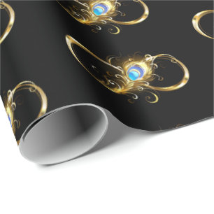 Unendlichkeit mit Golden Peacock Feather Geschenkpapier
