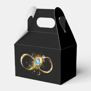 Unendlichkeit mit Golden Peacock Feather Geschenkschachtel