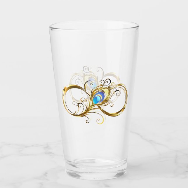 Unendlichkeit mit Golden Peacock Feather Glas (Vorderseite)