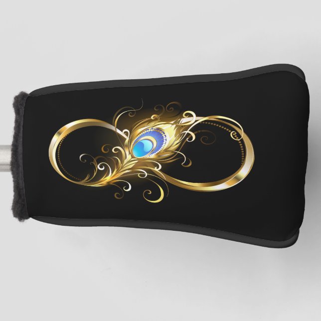 Unendlichkeit mit Golden Peacock Feather Golf Headcover (Vorderseite)
