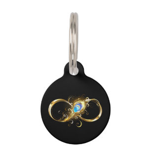 Unendlichkeit mit Golden Peacock Feather Haustiermarke