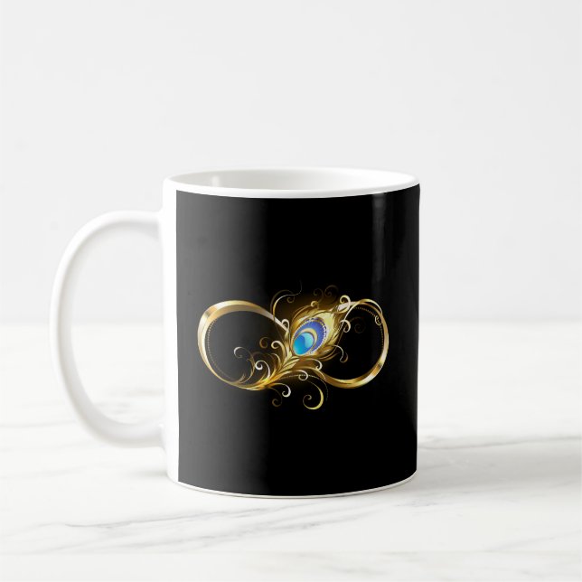 Unendlichkeit mit Golden Peacock Feather Kaffeetasse (Links)