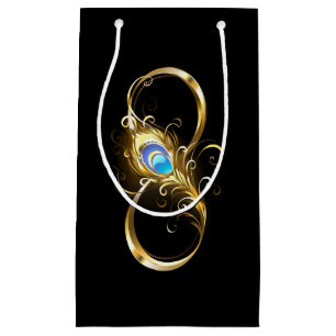 Unendlichkeit mit Golden Peacock Feather Kleine Geschenktüte