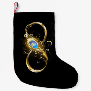 Unendlichkeit mit Golden Peacock Feather Kleiner Weihnachtsstrumpf