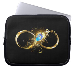 Unendlichkeit mit Golden Peacock Feather Laptopschutzhülle