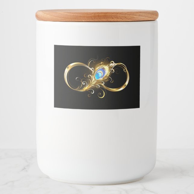 Unendlichkeit mit Golden Peacock Feather Lebensmitteletikett (Vorderseite)