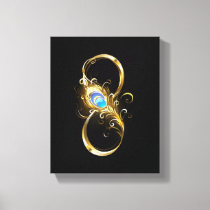 Unendlichkeit mit Golden Peacock Feather Leinwanddruck