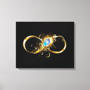 Unendlichkeit mit Golden Peacock Feather Leinwanddruck