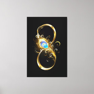 Unendlichkeit mit Golden Peacock Feather Leinwanddruck
