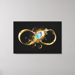 Unendlichkeit mit Golden Peacock Feather Leinwanddruck