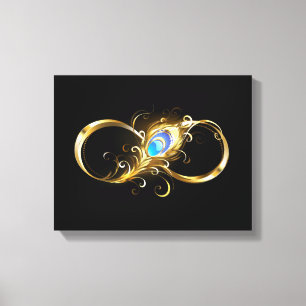 Unendlichkeit mit Golden Peacock Feather Leinwanddruck