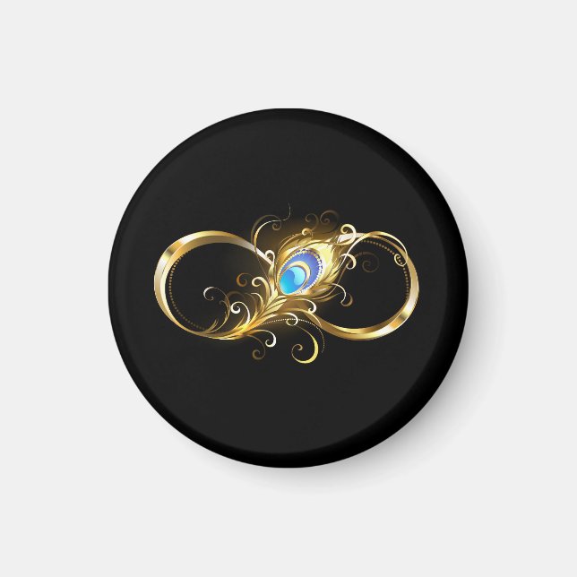 Unendlichkeit mit Golden Peacock Feather Magnet (Vorne)