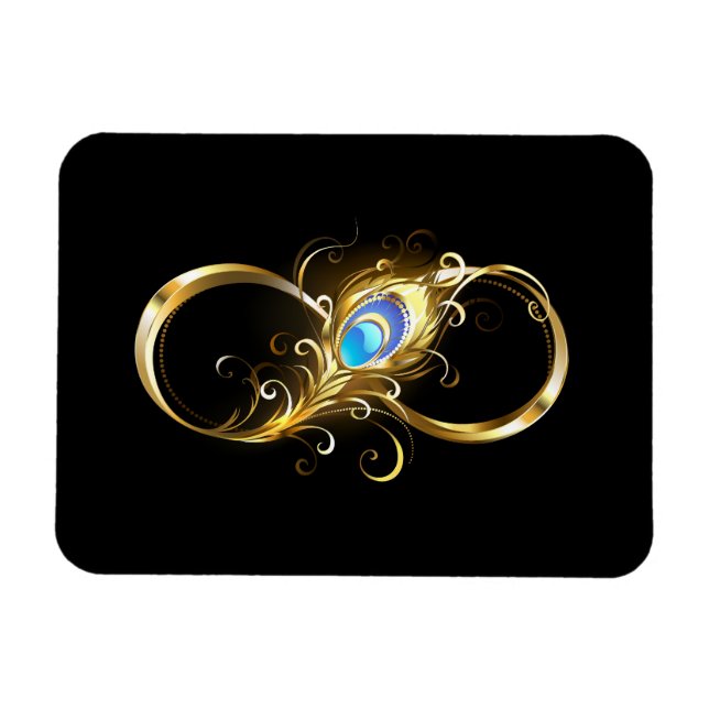 Unendlichkeit mit Golden Peacock Feather Magnet (Horizontal)