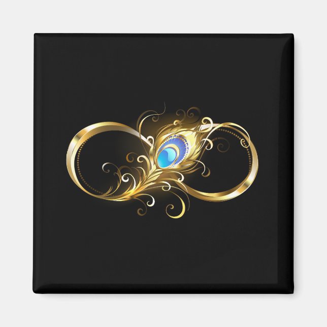 Unendlichkeit mit Golden Peacock Feather Magnet (Vorne)