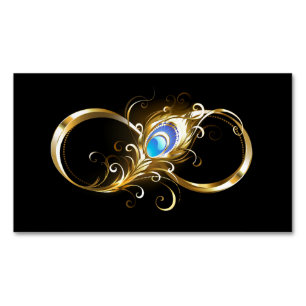 Unendlichkeit mit Golden Peacock Feather Magnetische Visitenkarte