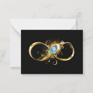 Unendlichkeit mit Golden Peacock Feather Mitteilungskarte