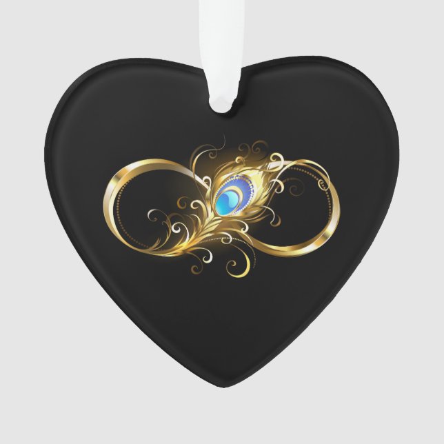 Unendlichkeit mit Golden Peacock Feather Ornament (Vorderseite)