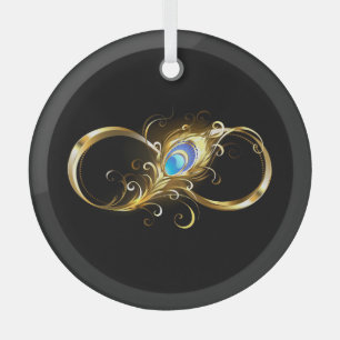 Unendlichkeit mit Golden Peacock Feather Ornament Aus Glas