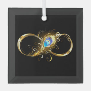 Unendlichkeit mit Golden Peacock Feather Ornament Aus Glas