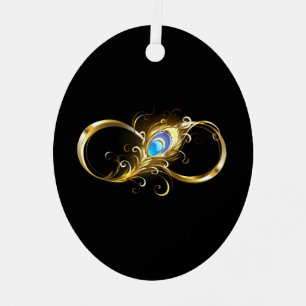 Unendlichkeit mit Golden Peacock Feather Ornament Aus Metall