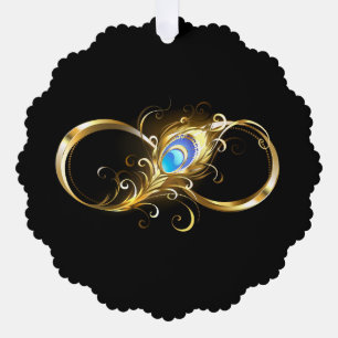 Unendlichkeit mit Golden Peacock Feather Ornament Karte