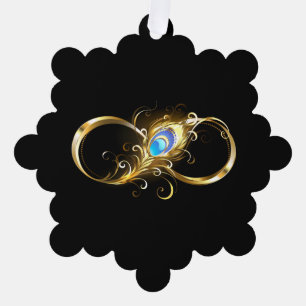 Unendlichkeit mit Golden Peacock Feather Ornament Karte