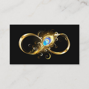 Unendlichkeit mit Golden Peacock Feather Platzkarte