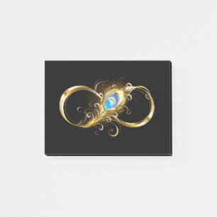 Unendlichkeit mit Golden Peacock Feather Post-it Klebezettel