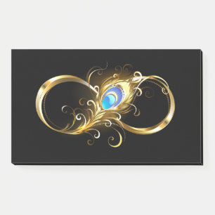 Unendlichkeit mit Golden Peacock Feather Post-it Klebezettel
