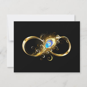 Unendlichkeit mit Golden Peacock Feather RSVP Karte