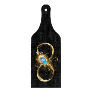Unendlichkeit mit Golden Peacock Feather Schneidebrett